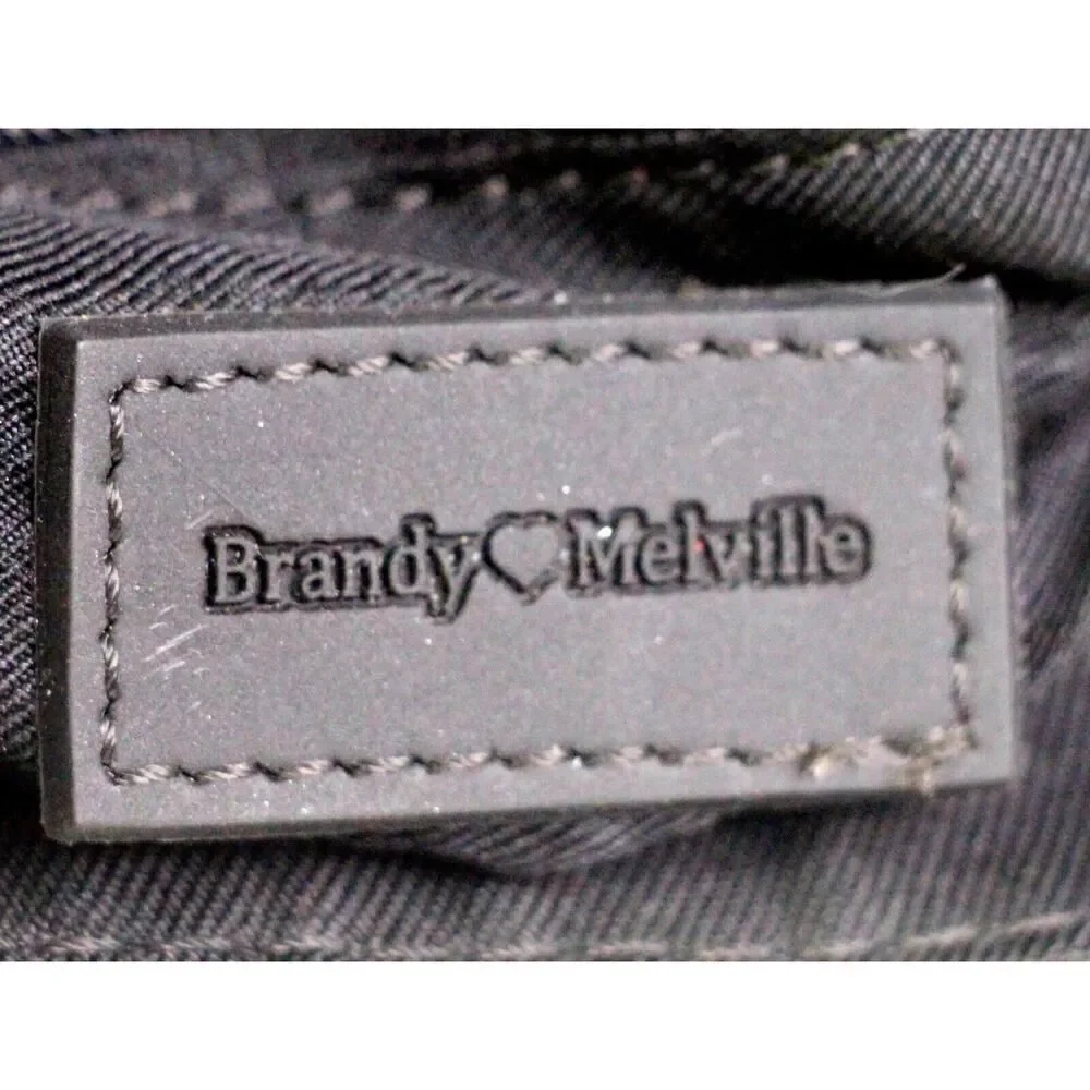 Brandy Melville ASH BLACK REAL LEATHER FLAP BACKPACK SHOULDER BAG HANDBAG PURSE